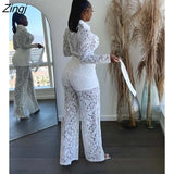 See Though Two 2 Piece Set for Women 2023 Summer Sexy Night Party Elegant Tracksuit Wide Leg Pants Matching