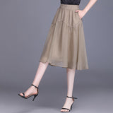 Skirt Thin Skirt 2023 New High Waist Half Skirt Medium-Long Thin A-Shaped Gauze