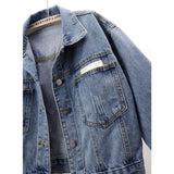 Zingj Goods Long Sleeve Denim Jacket Female Short Fall 2024 New Joker Cloth Pocket Loose Jacket Jacket-Outfit