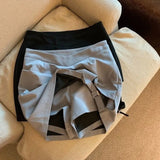 Women Trendy Leisure All-match Mini High Waist Youth A-line Elegant Daily Folds Summer Breathable Simple Solid Slim
