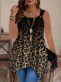Large-Size Lady Leopard Color Printing Irregular Pendulum Leisure Long Vest