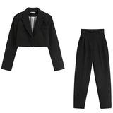 Zingj Suit 2024 Autumn Temperament Short Suit Jacket Show Thin High Waist Hanging Sense Of Suit Pants