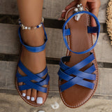 Summer New Large Size Roman Sandals Cross With Flat Sandals