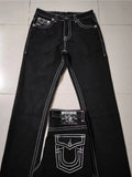High Street Tide Brand Jeans White Thick Line Big Buddha Hundred Black Straight Jeans