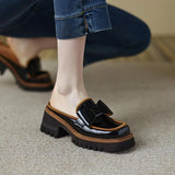 Zingj And Summer 2023 Square Bow British Baotou Half Slippers Women's Color Platform Outside Wear Cool Drag Muller