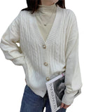 Zingj And Winter New Cashmere V-Collar Twist Sweater Women's Korean Version Lazy Cardigan