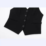 Spring Style Back Hollowed-Out Cut Buckle Vest