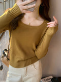 Zingj Sweater 2023 Early Autumn New Women's Autumn Coat With Square Collar Bottomed Sweater And Short Slim