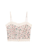 New Floral Print Suspender Top Women 2022 Sexy Bodycon Crop Tops Y2K Vintage Sleeveless Off Shoulder Casual Cute