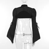Autumn's New Fashionable Short-Sleeved Blouse Is Elegant And Slim, Tied With Horn Cuff