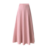Zingj Thick Knitted Skirt For Women In Winter Thick, Medium And Long Style, High Waist, Light Ripe A-Shaped Skirt, Wool Pleated Skirt, Long