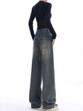 Vintage Dark Wash High Waist Boyfriend Jeans-Outfit