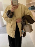 Down Jacket Short Style 2024 Winter Sweet Round Collar Grid Stitching Light Small Diamond Bread Coat Tide-Outfit