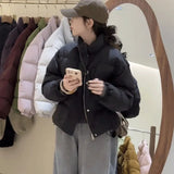 Advanced Sense Short Down Jacket Female Winter 2024 New Small Standing Collar Versatile White Duck Down Warm Coat Qiao-Outfit