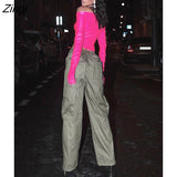 Sexy Hollow Out Gloves Women T-shirt Pink Long Sleeve Round Neck Short T-shirt Female Autumn Slim Fashion Party Top