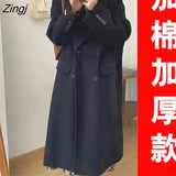 Style Wool Women Thicker Retro Wide-waisted Minimalist Chic Autumn Basic New Lady Outerwear All-match Pure Ulzzang