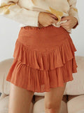 Smock Tiered Ruffle Mini Skirt-Outfit