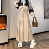 Zingj Actual Shot Shows The Thin Half Skirt, The New High Waist Knitted A Skirt In Autumn And Winter, The Big Pendulum Skirt, The Long Skirt With Large Pleated