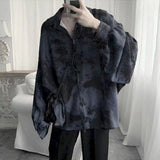 Men 2023 New Hong Kong Style Tie-dye Loose Long-sleeved Early Autumn Korean Version Student Dark Abstinence