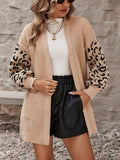 Spring And Autumn Leopard Prints Knitted Cardigan Women Fashion Lazy Loose Sweater