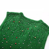 Spring New Artificial Pearl Inlaid Double-Breasted Knitted Vest