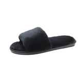 Zingj Autumn And Winter Cotton Slippers Indoor Korean Version Home Flat Open Toe Word Trawl Red Fashion Short Plush- Outfit