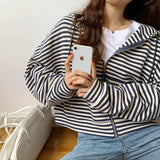 Hooded Short Sweater Women's 2023 New Winter Korean Loose Zipper Long-Sleeved Blouse Spring And Autumn