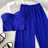 Zingj Slim Show Thin Wipe Chest Vest Top High Waist Show Thin Wide Leg Pants Casual Pants Two Pieces Of Female Summer