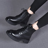 Zingj Martin Boots Girls 2023 Autumn And Winter New Tie With Casual Head Cowhide Short Boots Comfortable Cotton