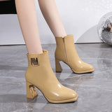 Zingj High Heel Ankle Boots Women's Boots 2023 New Thick Heel Rear Zipper Thin Boots Chelsea Spring And Autumn Single