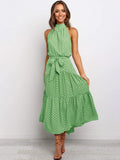 Long Dress Polka Dot Casual Dresses Black Sexy Halter Strapless New 2022 Yellow Sundress Vacation Clothes For