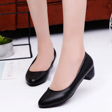 Zingj Shoes Female Flat Professional Shallow Round Heels Low Heel Black Shoes Large Size Code Sheet- Outfit