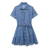 New Literature And Art Vintage Series Denim Short Dress
