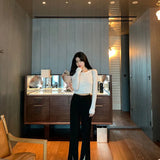 Women Solid Basic Tops Button Up O-neck Elegant Cropped Sweaters Streetwear Slim Knitted Outwear Ulzzang Fashion