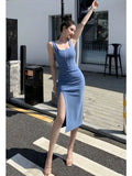 Midi Backless Spaghetti Strap Dress For Women Maxi Fashion Summer One Piece Bodycon Party Robe
