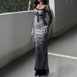 Spring New Sexy Print Halter Dress Fashionable Style Slim Sleeve Lace Dress
