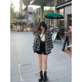 Plaid Shirt Lazy Style Retro Loose Shirt Cardigan Female Women's Shirt Coat Long Sleeve Autumn Spring Clothes South