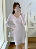 Zingj A Real Shot In Autumn And Winter With Pink Buttocks Bottom Sweater Dress Women's 2024 New Style Pure Style Hot Girl Skinny