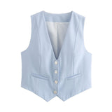 Summer New Women's Street Fashion Leisure Vest 15 Color V Collar