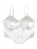 Women Curved Hem Satin Cami