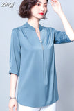 Women's Blouse Fashion Solid Tops for Women Half Length Sleeve Top V-neck Loose 2023 Female Clothing OL Basic Sexy