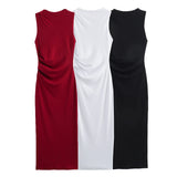 New Wrinkle Decorative Thread Slim Dress