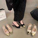 Zingj Thick With Late Night Gentle Baotou Sandals Fairy Shoes 2024 New Spring And Summer Temperament Small Fragrant Wind Single Shoes-Outfit
