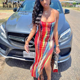 Women Summer Fashion Sleeveless Printed Bodycon Backless Open Fork Split Dress Sundress 2021 Female Clothing