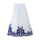 Spring Style Spliced Embroidered Shirt 5107240 Color Embroidered Skirt