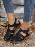 Zingj Rome Pedal One Foot Fashion High Slope Heel Breathable Slope Heel Velcro Outdoor Wedge Sandals Slippers