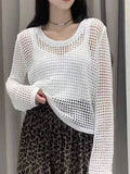 Zingj New Summer Style Thin Hollowed-Out Sweater Women's Round Collar, Long Sleeves, Loose Jackets, Fashion