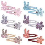 Pcs/lot New Girls Cute Rabbit Flower Hair Clips Sweet BB Glitter Hairpins Barrettes Headwear Fashion Hair Accessories For