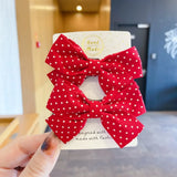 New Girls Red Butterfly Knot Hair Rope Love Wave Spot Hair Circle Girl Double Horsetail Head Rope Fashion Hair
