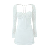 New Lace Sleeve Steel Support Slim Mini Dress In